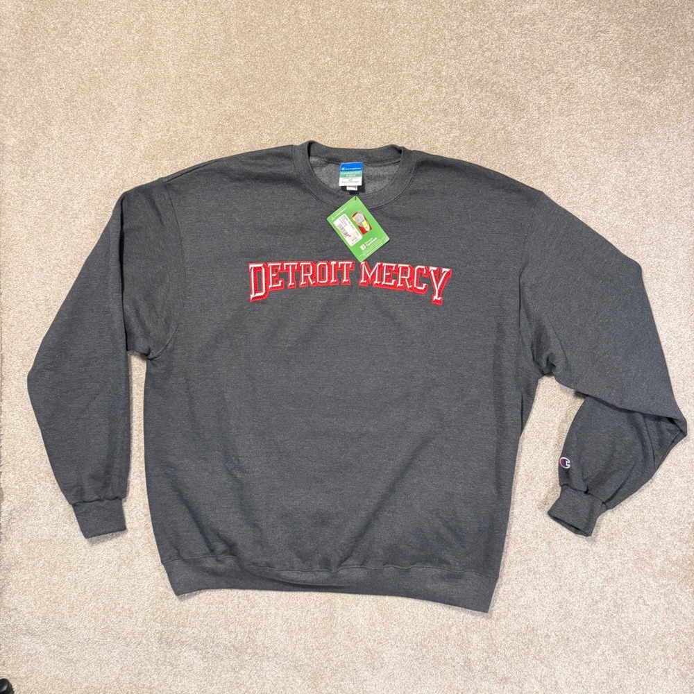 Detroit Mercy Sweatshirt Champion Mens XL Gray Eco Fleece University NWT